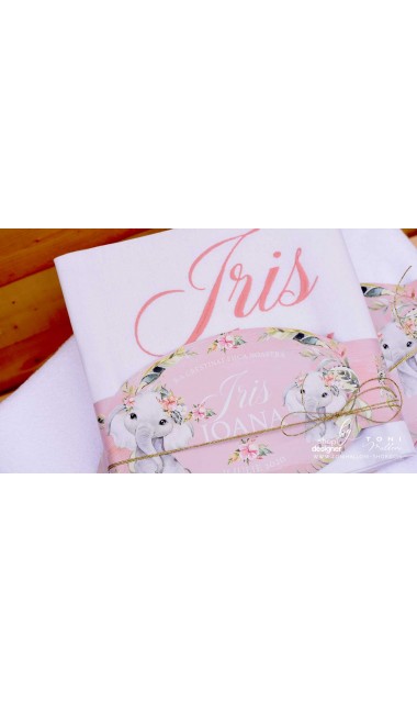 Trusou de botez cu elefantica si flori tropicale Elephant Baby Girl 12